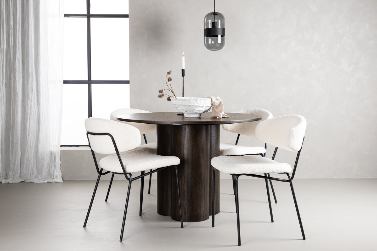 Dining Chair 2-pack White + Round Dining Table ø110 Mocca