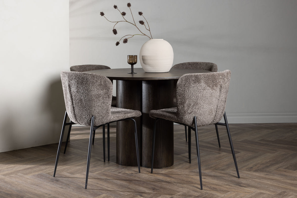 Dining Chair 2-pack Dark Grey + Round Dining Table ø110 Mocca
