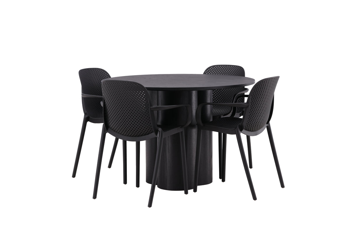Dining Chair 2-pack Black + Round Dining Table ø110 Black