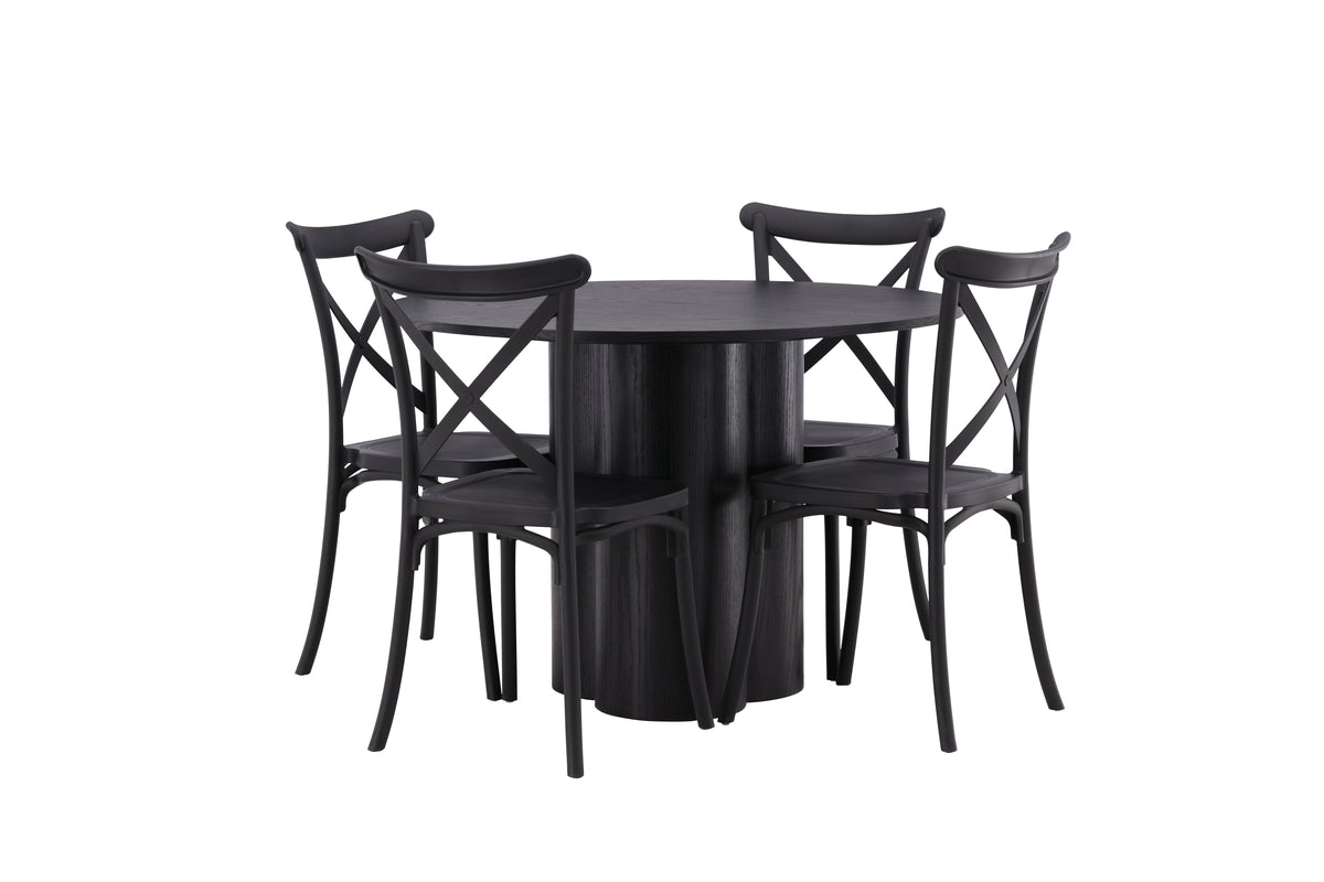 Dining Chair 2-pack Black + Round Dining Table ø110 Black