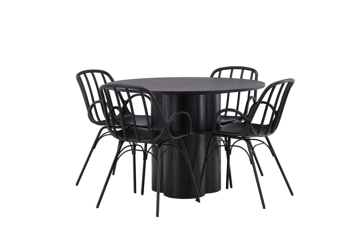 Dining Chair 2-pack Black + Round Dining Table ø110 Black