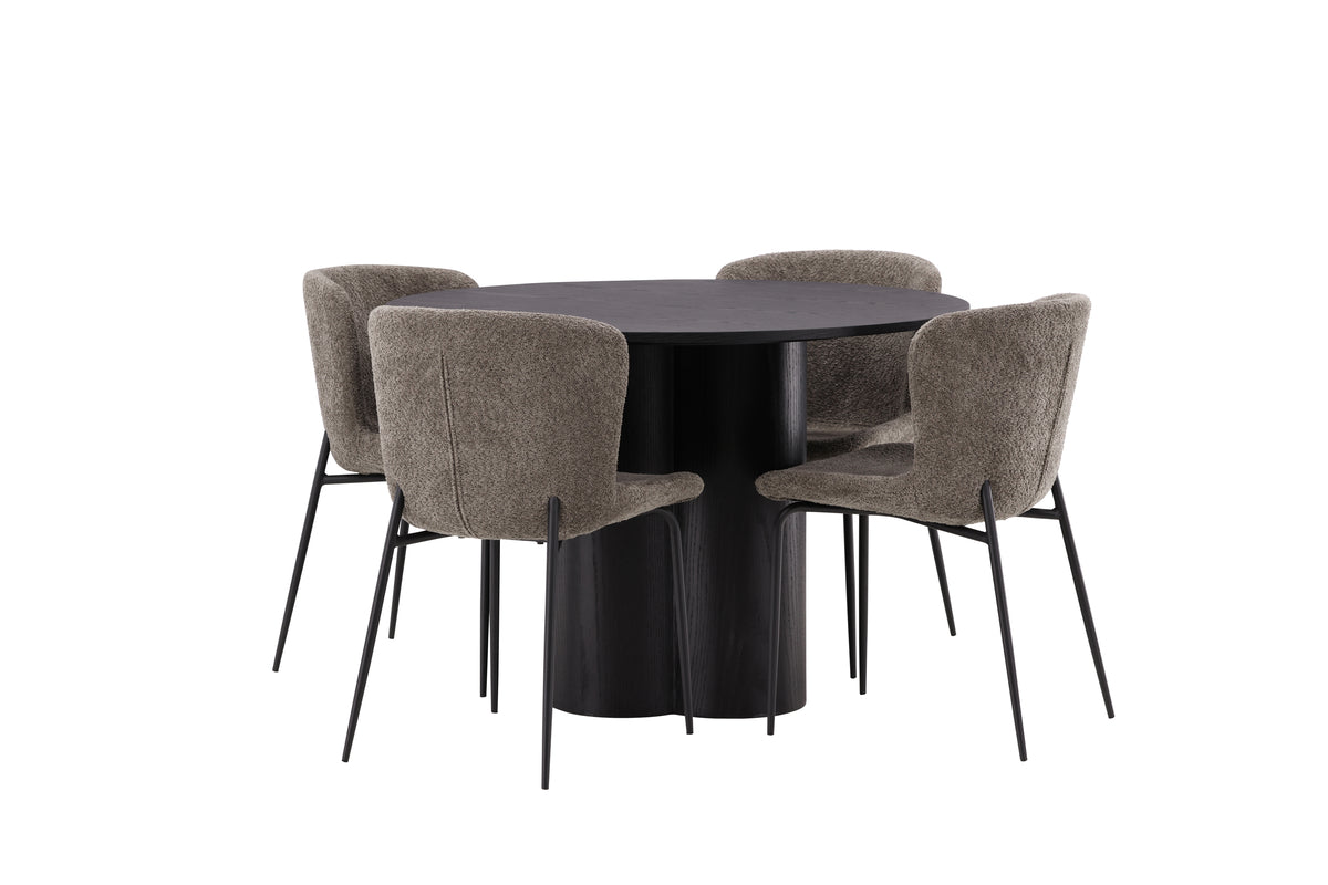 Dining Chair 2-pack Dark Grey + Round Dining Table ø110 Black