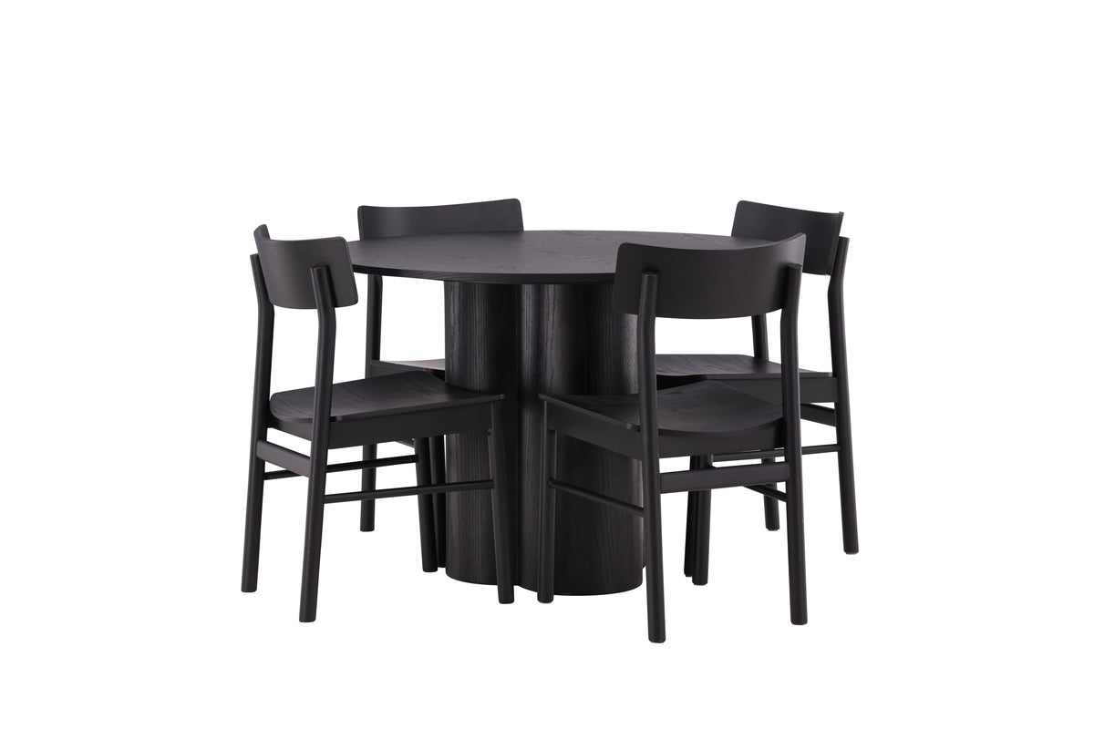 Dining Chair 2-pack Black + Round Dining Table ø110 Black
