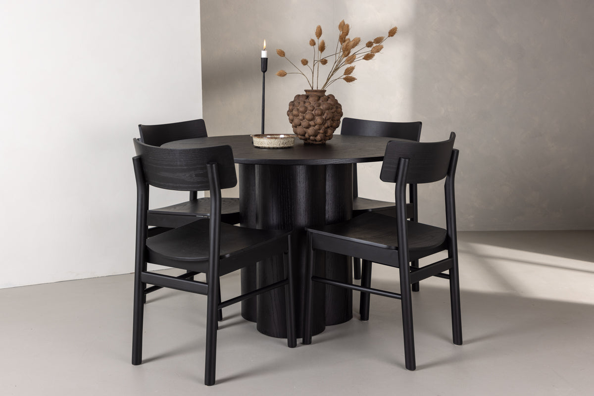 Dining Chair 2-pack Black + Round Dining Table ø110 Black
