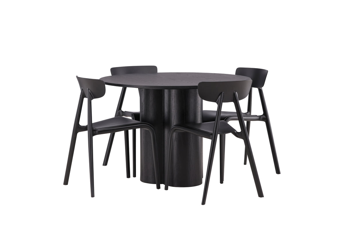Dining Chair 2-pack Black + Round Dining Table ø110 Black