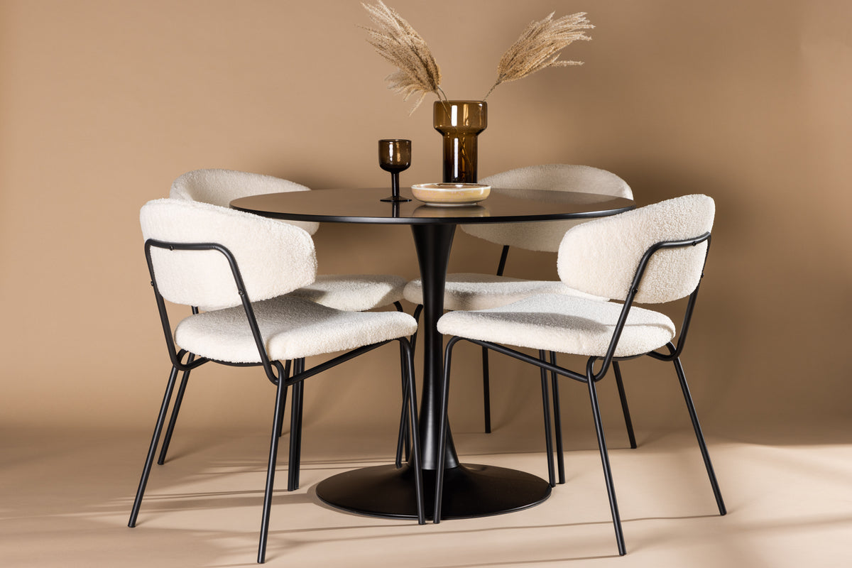 Dining Chair 2-pack White + Round Dining Table ø100 Black