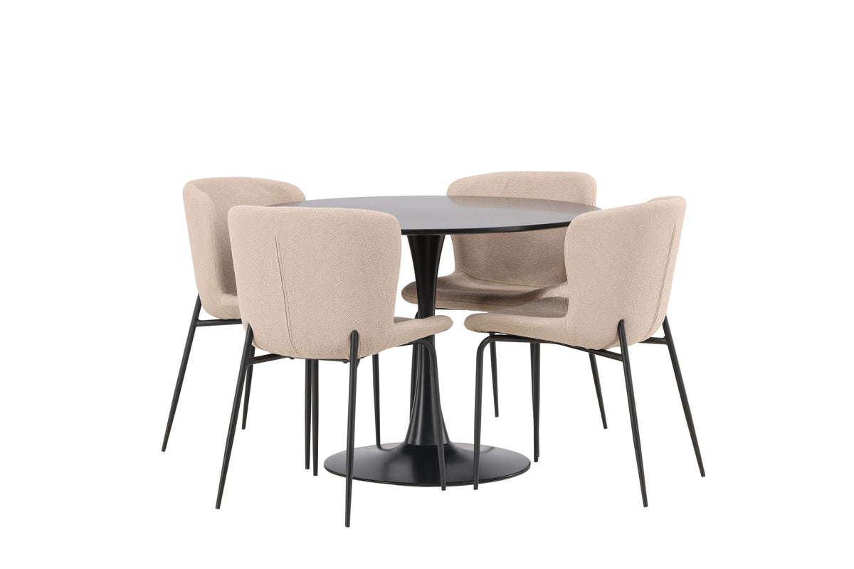 Dining Chair 2-pack Dark Grey + Round Dining Table ø100 Black