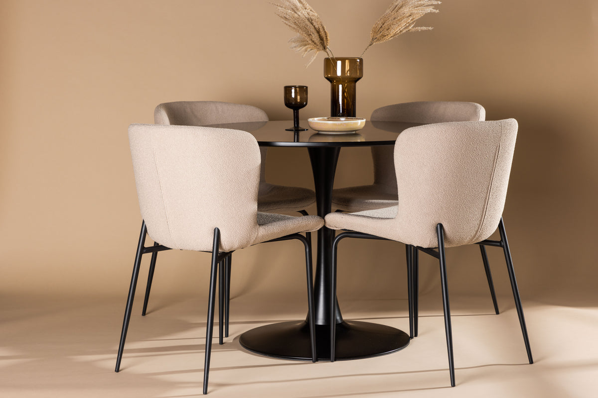 Dining Chair 2-pack Dark Grey + Round Dining Table ø100 Black