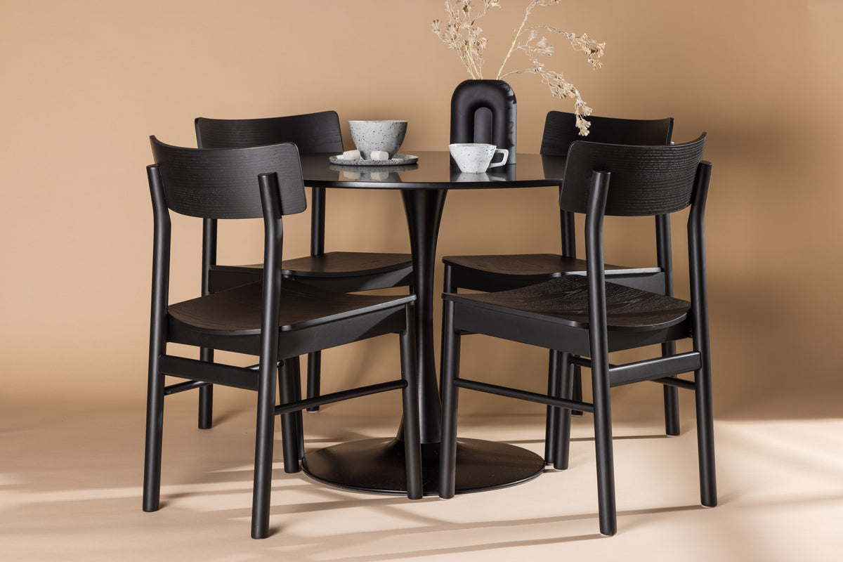 Dining Chair 2-pack Black + Round Dining Table ø100 Black