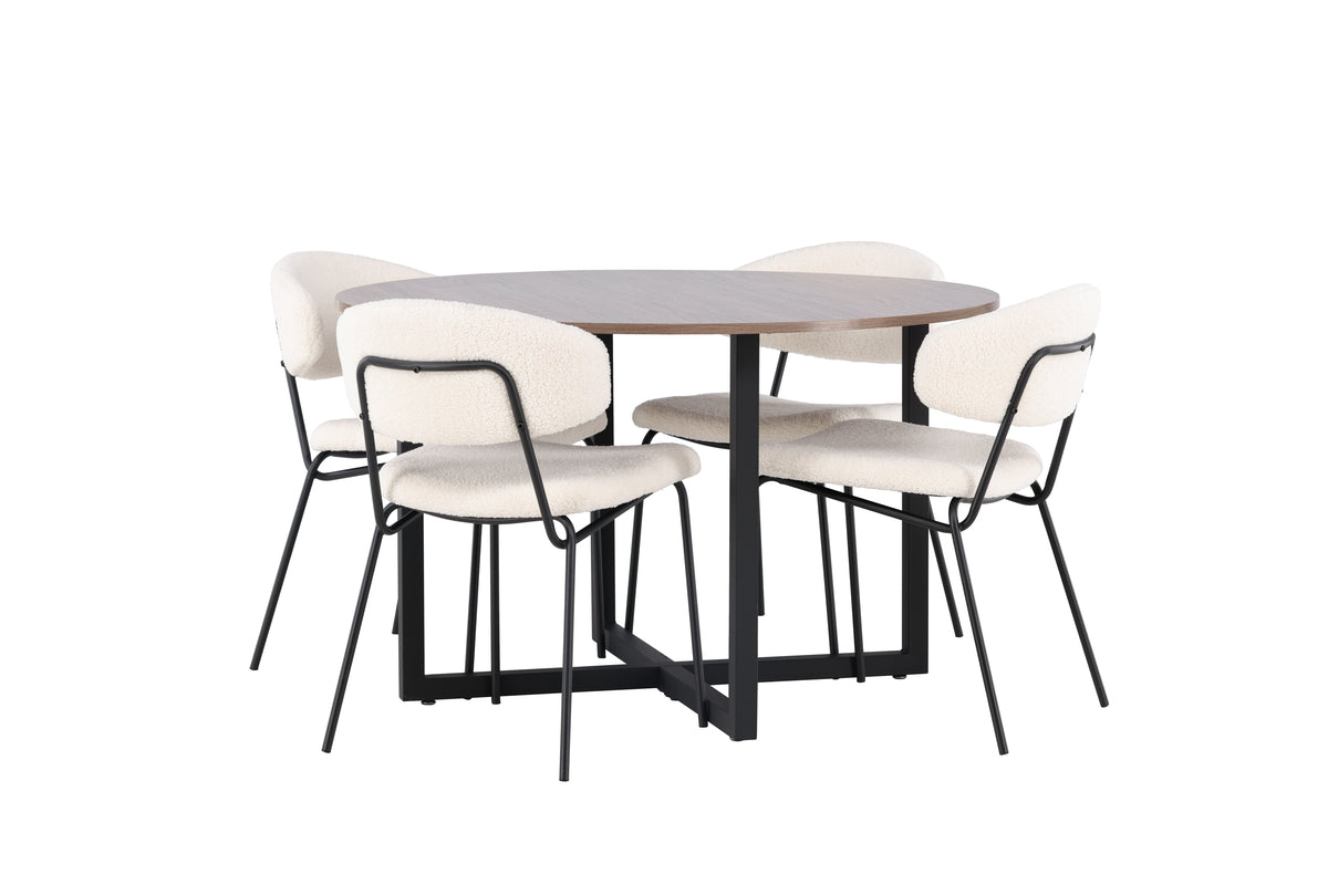 Dining Chair 2-pack White + Round Dining Table ø120 Walnut