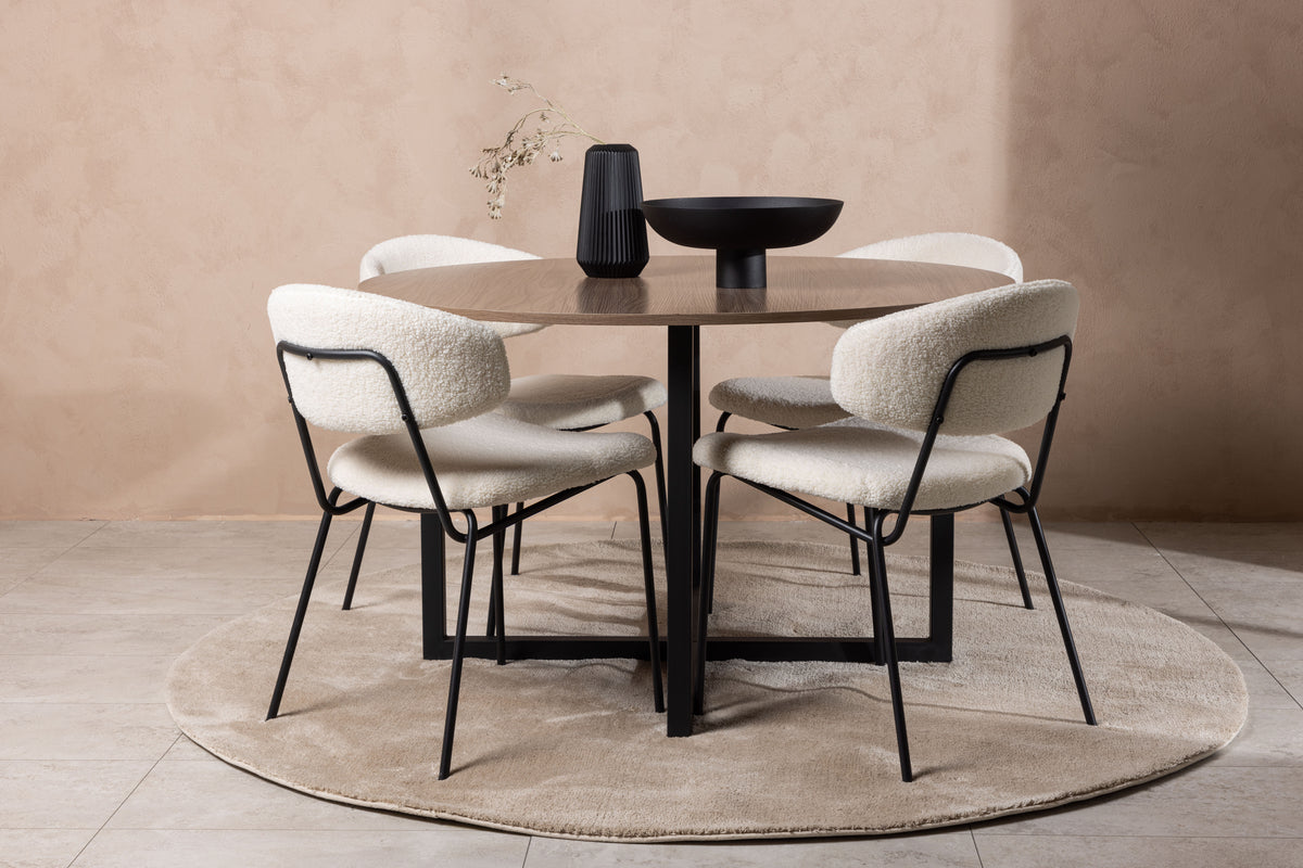Dining Chair 2-pack White + Round Dining Table ø120 Walnut