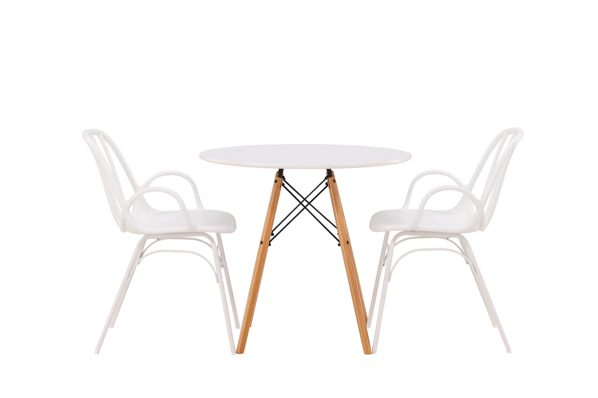 Dining Chair 2-pack White + Round Dining Table ø60 White