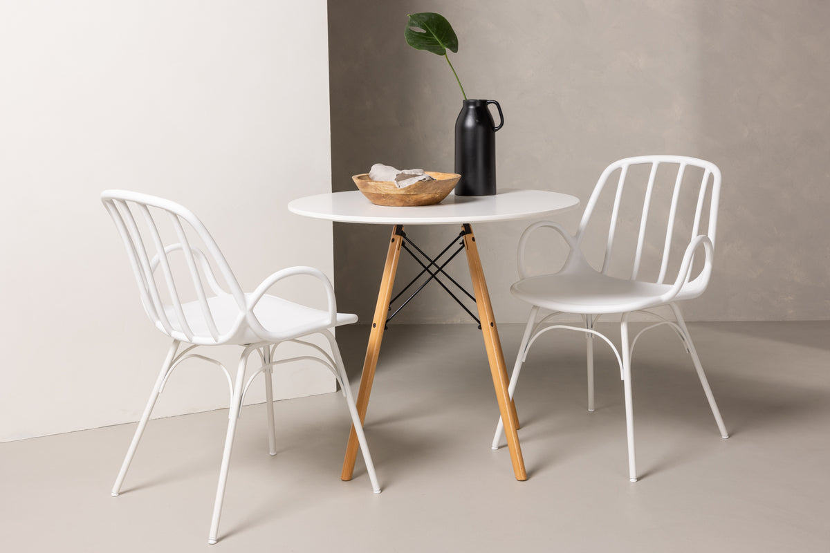 Dining Chair 2-pack White + Round Dining Table ø60 White