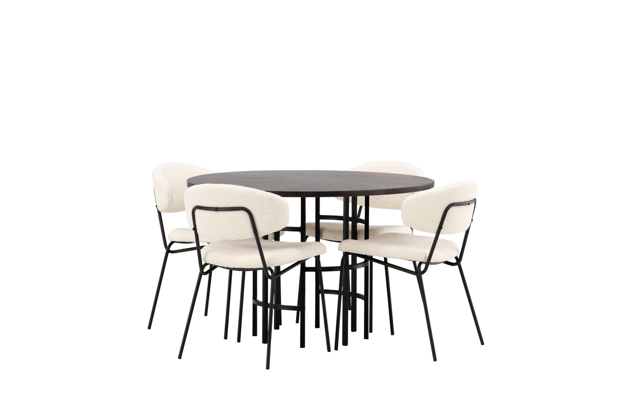 Dining Chair 2-pack White + Round Dining Table ø115 Mocca