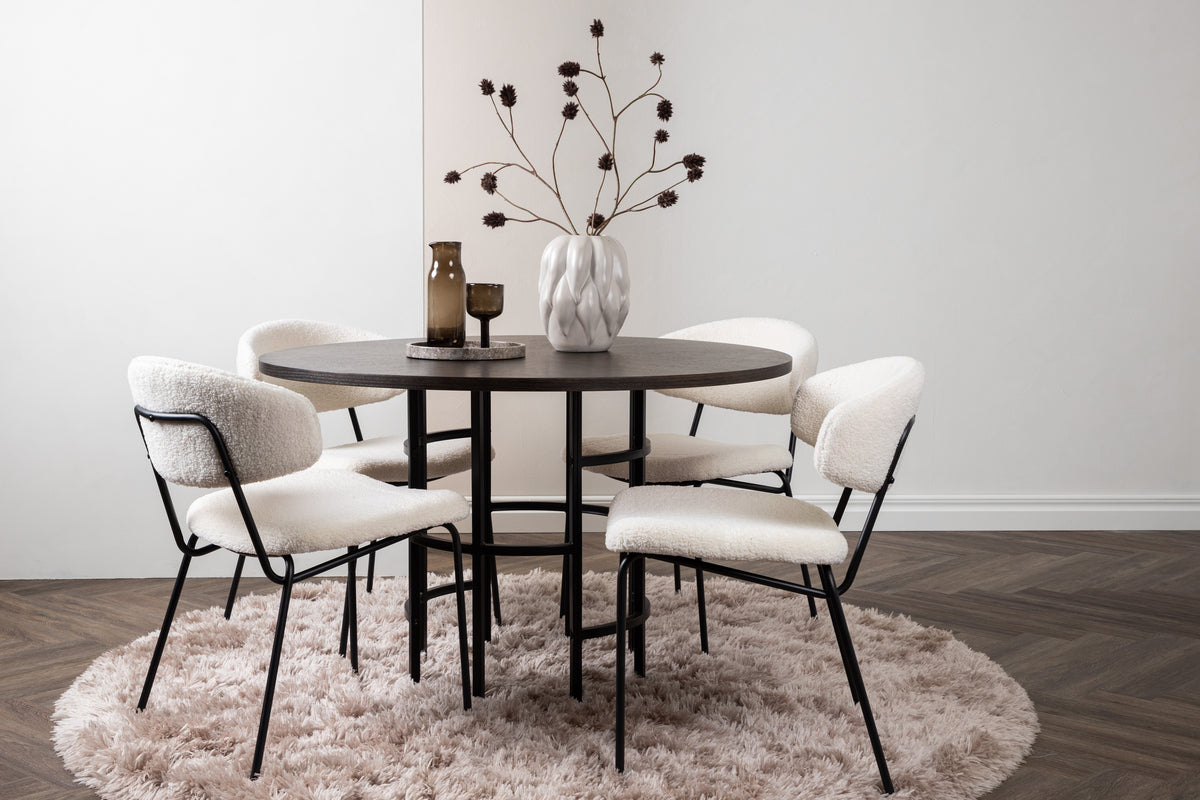 Dining Chair 2-pack White + Round Dining Table ø115 Mocca