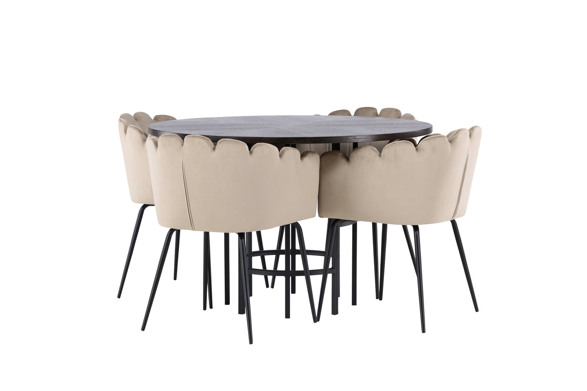 Dining Chair Beige + Round Dining Table ø115 Mocca