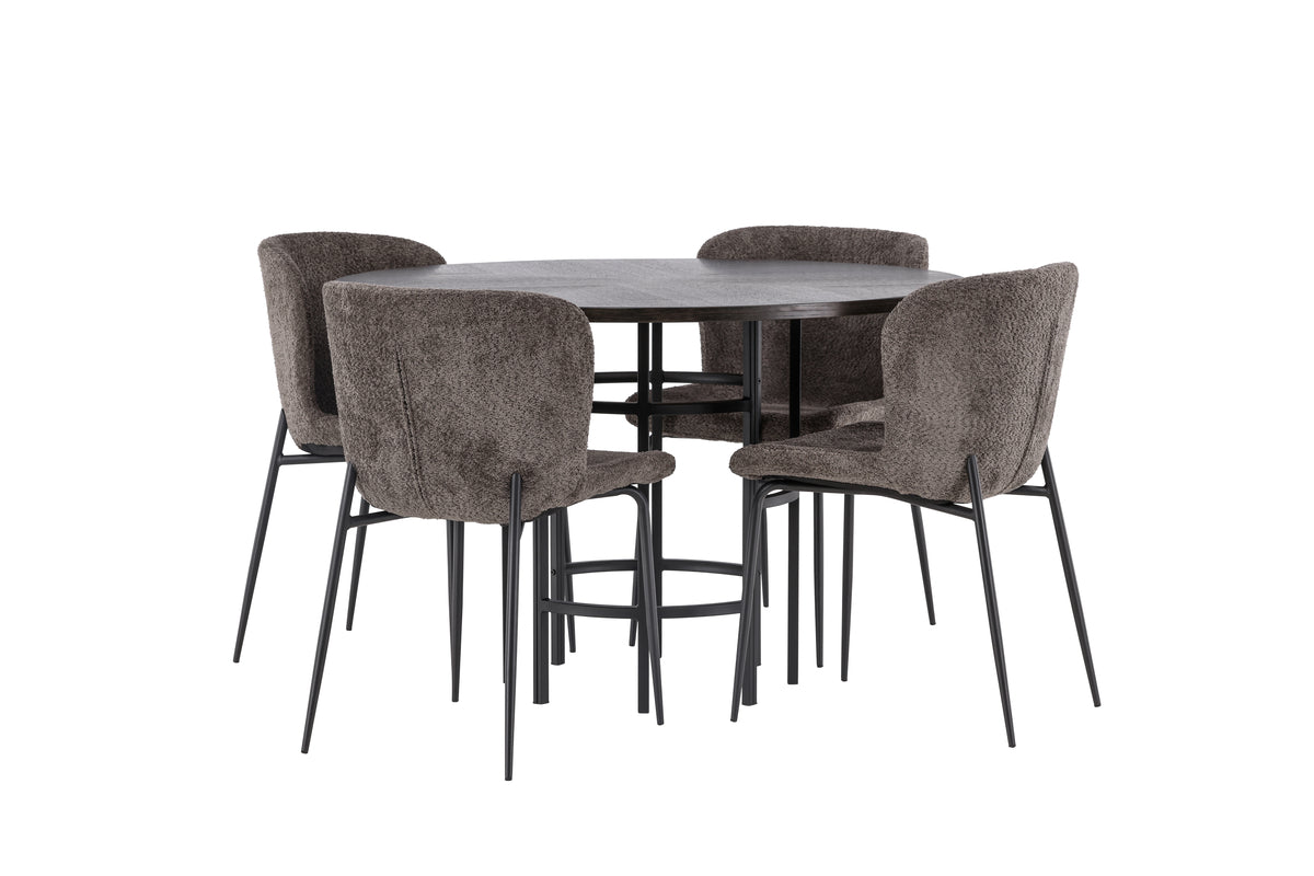 Dining Chair 2-pack Dark Grey + Round Dining Table ø115 Mocca
