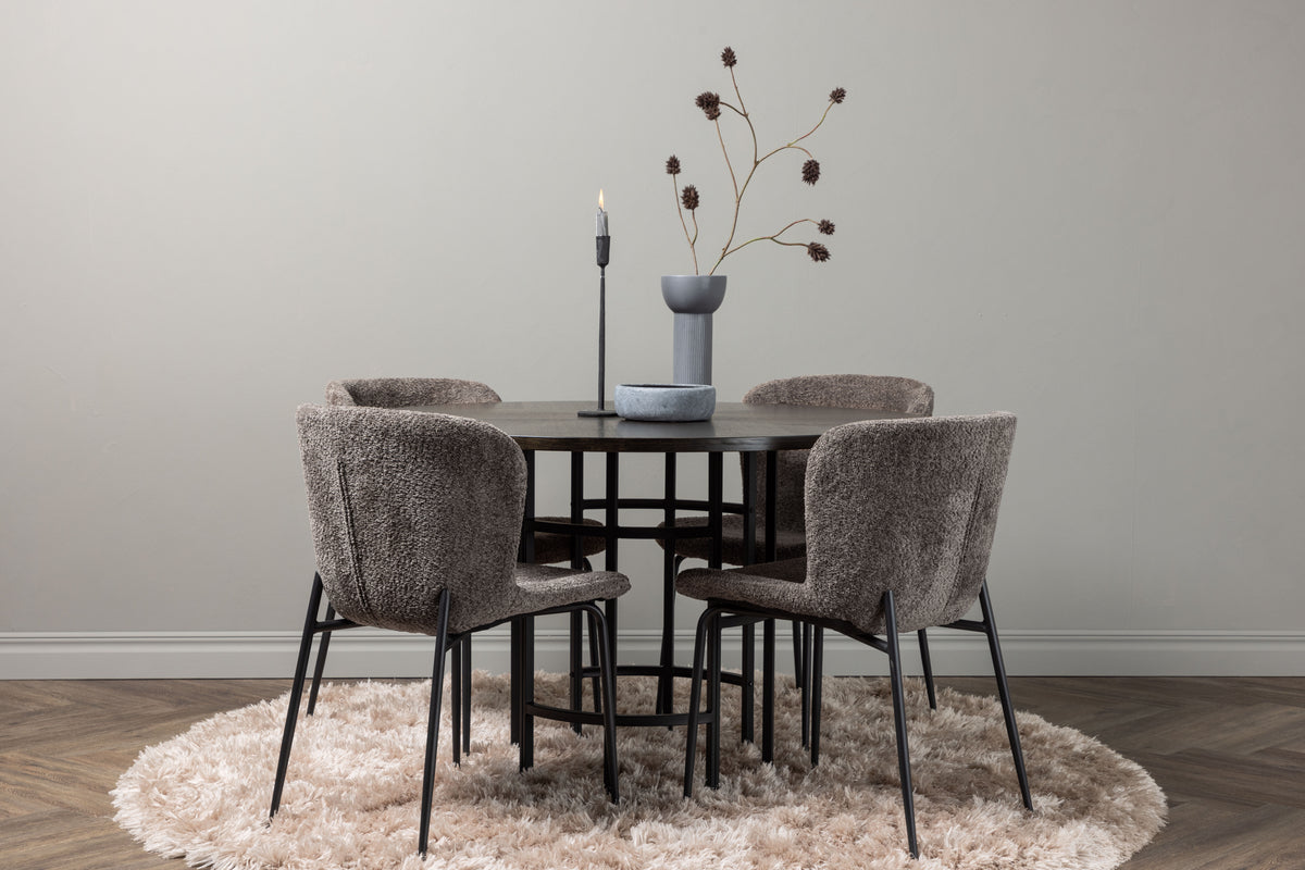 Dining Chair 2-pack Dark Grey + Round Dining Table ø115 Mocca