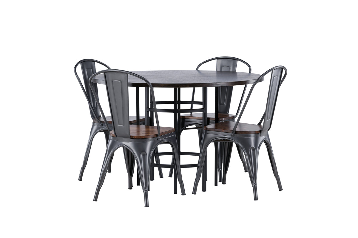 Dining Chair 2-pack Walnut + Round Dining Table ø115 Mocca