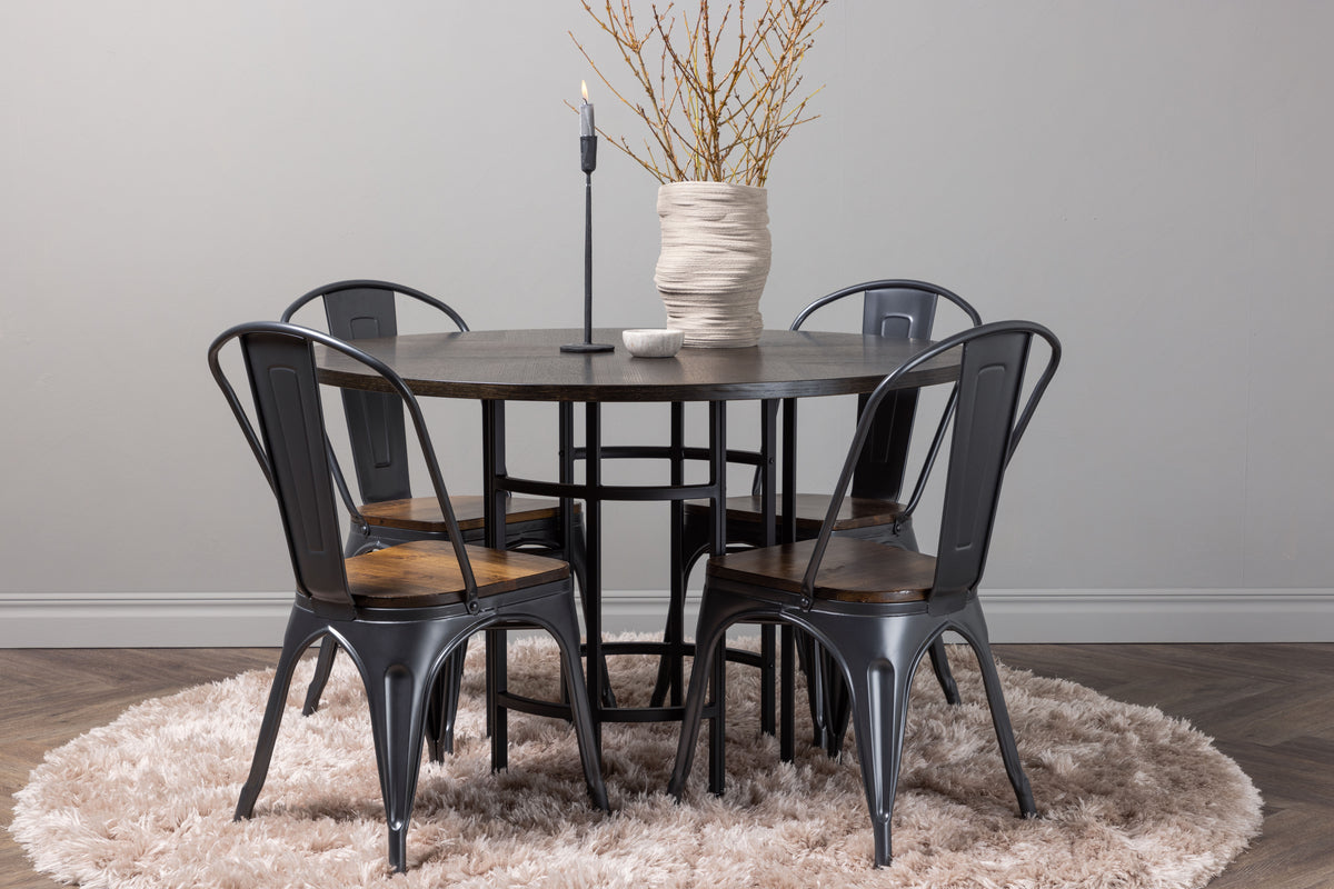 Dining Chair 2-pack Walnut + Round Dining Table ø115 Mocca