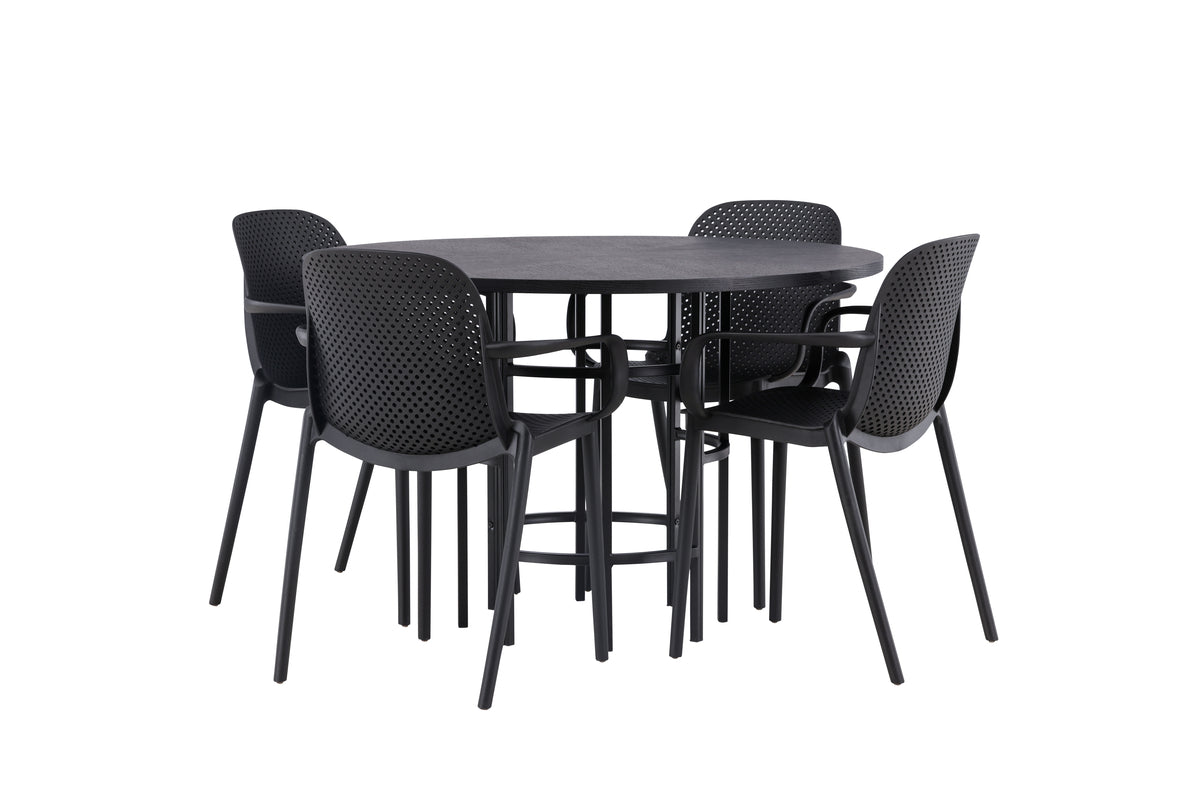 Dining Chair 2-pack Black + Round Dining Table ø115 Black