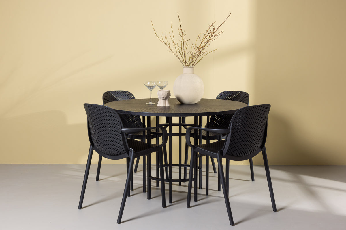Dining Chair 2-pack Black + Round Dining Table ø115 Black