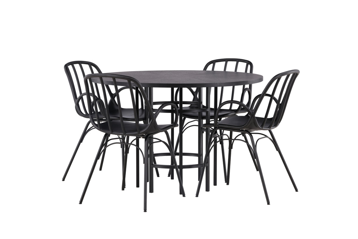 Dining Chair 2-pack Black + Round Dining Table ø115 Black