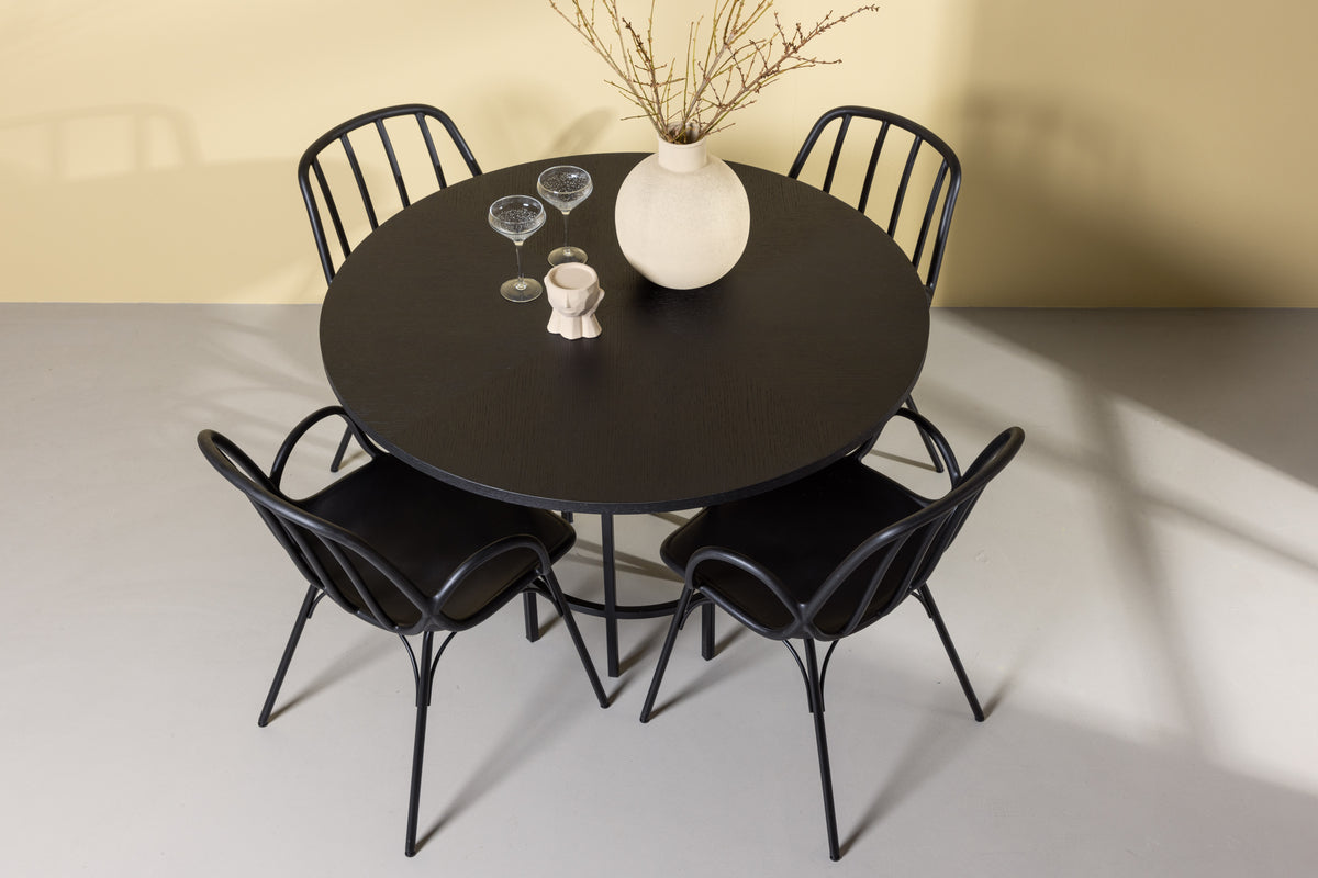 Dining Chair 2-pack Black + Round Dining Table ø115 Black