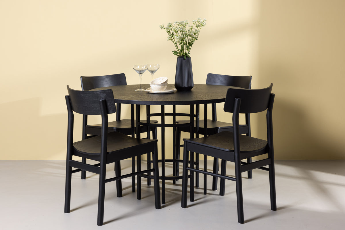 Dining Chair 2-pack Black + Round Dining Table ø115 Black