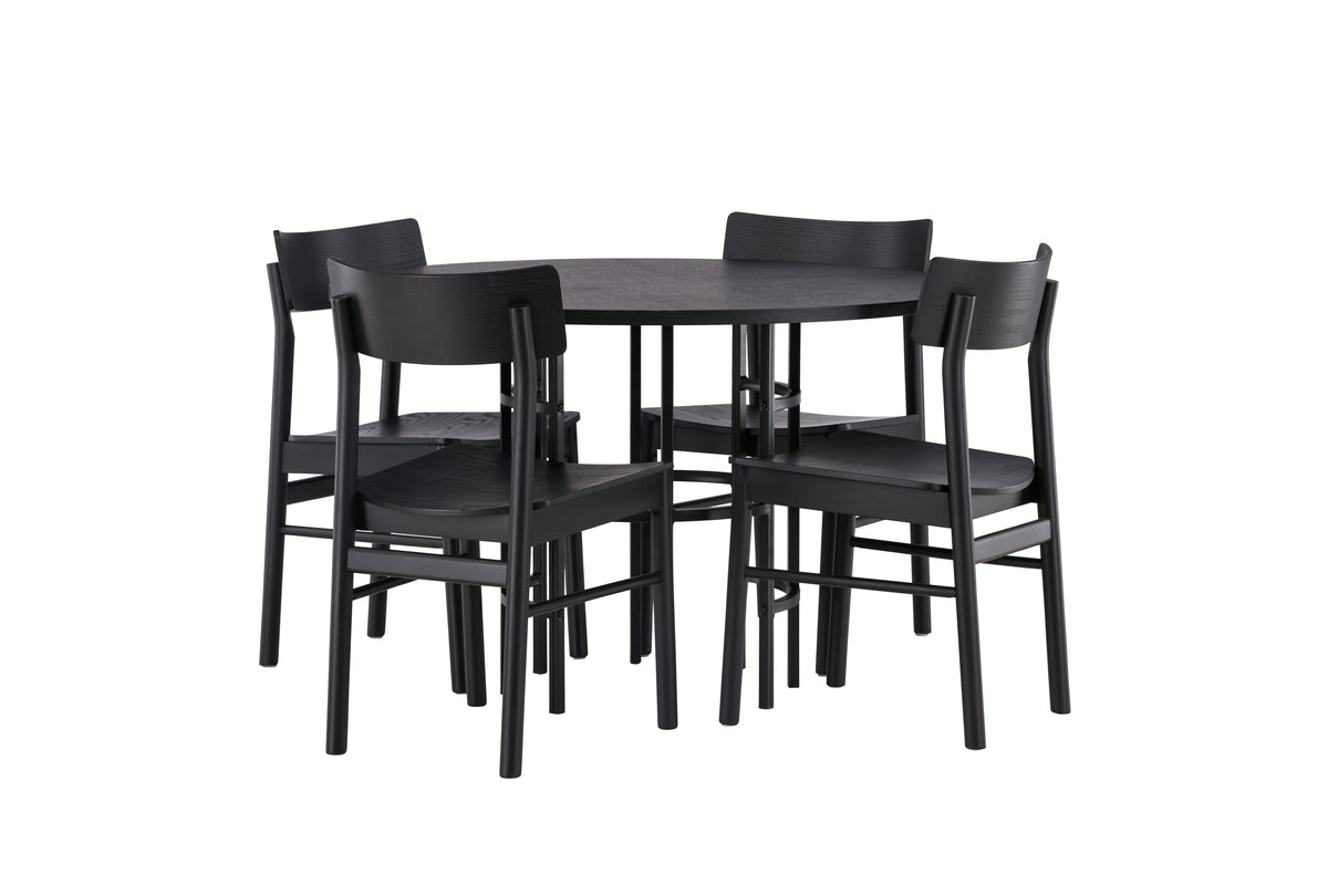 Dining Chair 2-pack Black + Round Dining Table ø115 Black