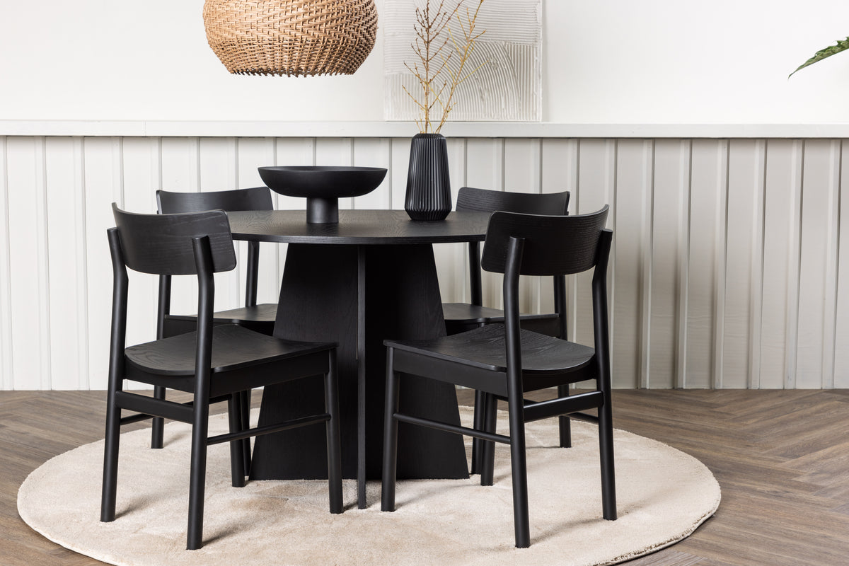 Round Dining Table ø110 Black + Dining Chair 2-pack Black