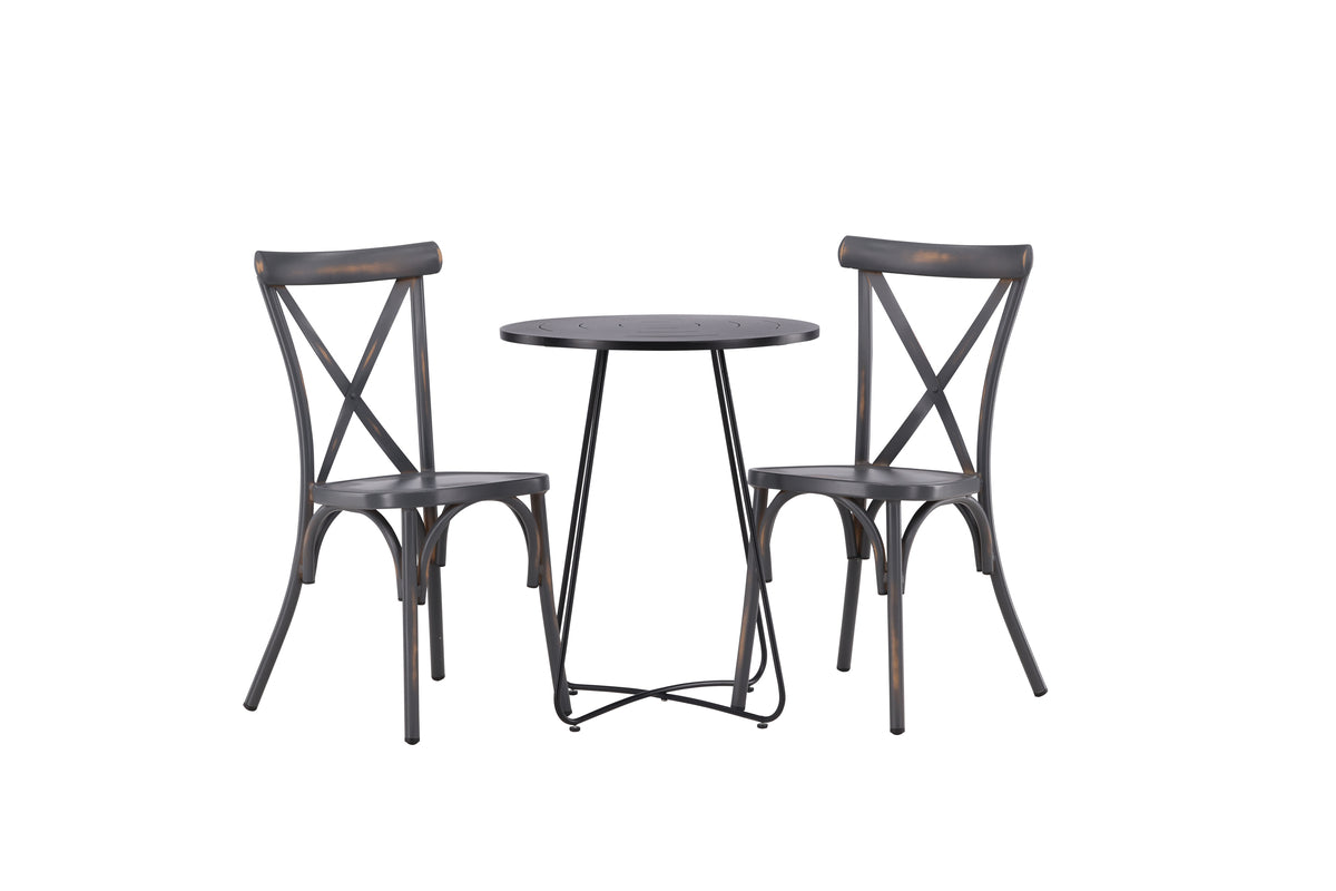 Dining Chair 2-pack Dark Grey + Cafe Table ø60 Black