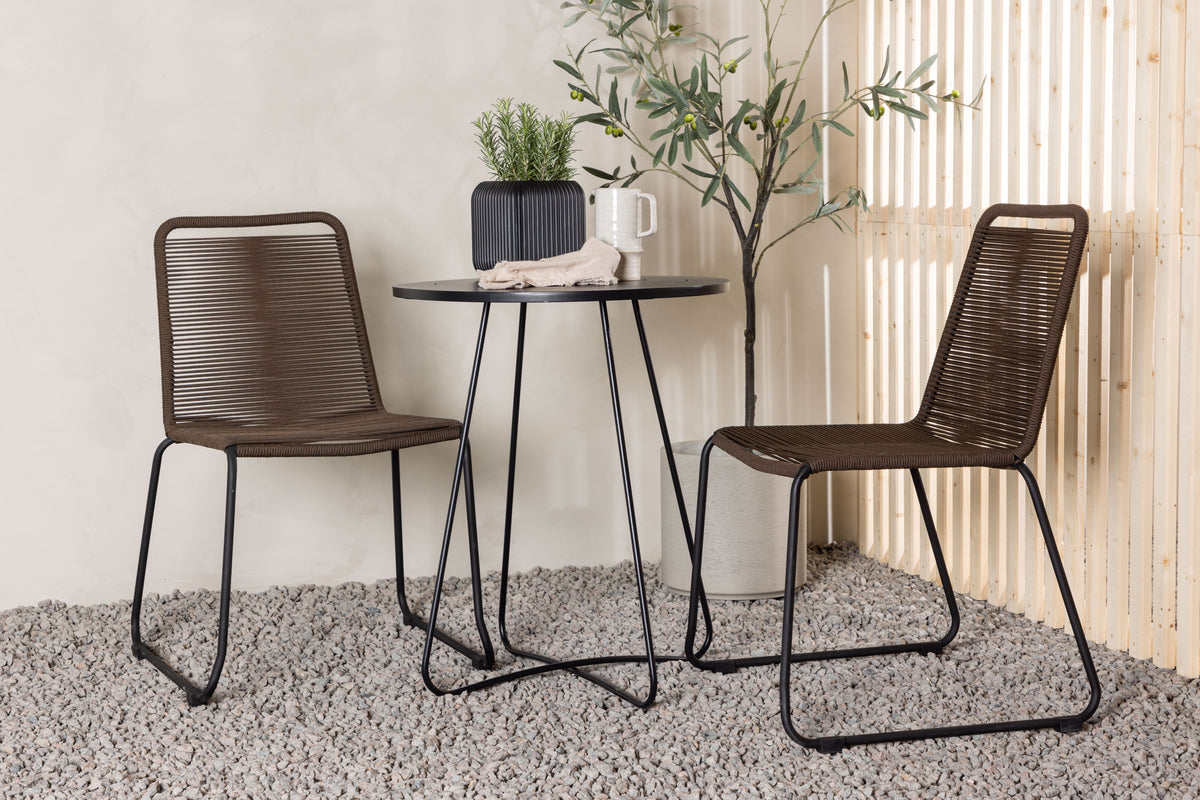 Dining Chair 2-pack Brown + Cafe Table ø60 Black