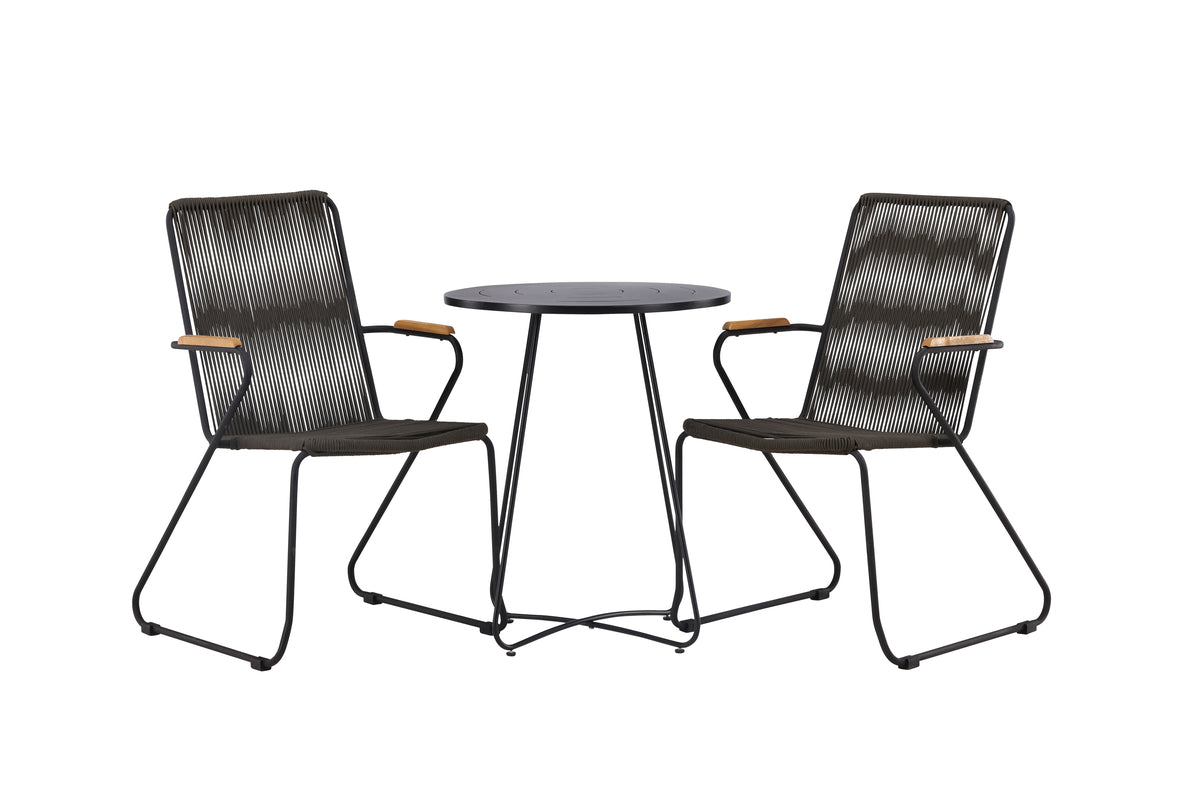 Cafe Table ø60 Black + Dining Chair 2-pack Dark Grey
