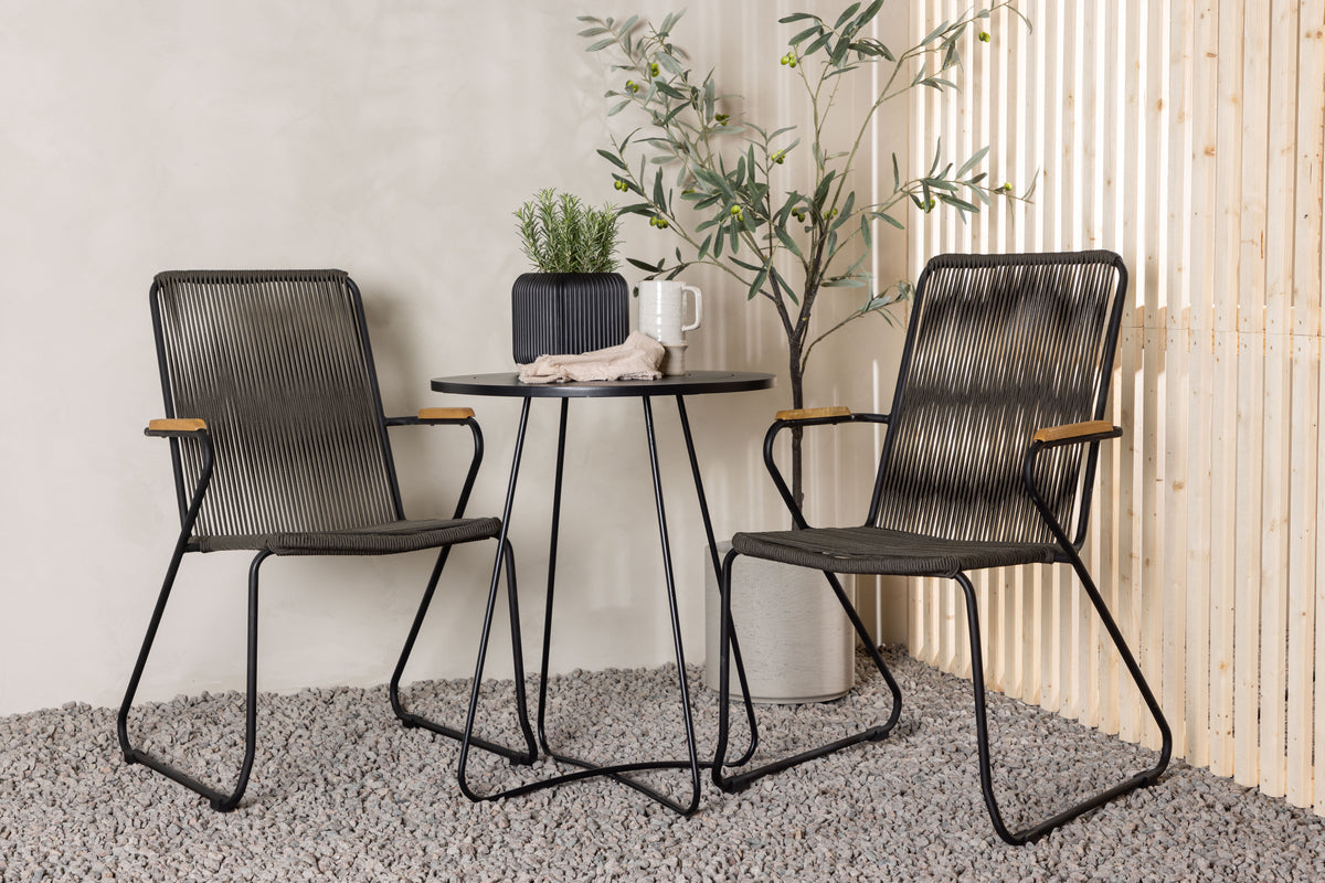 Cafe Table ø60 Black + Dining Chair 2-pack Dark Grey