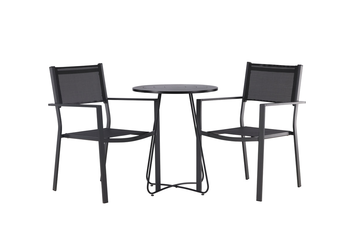 Dining Chair 2-pack Black + Cafe Table ø60 Black