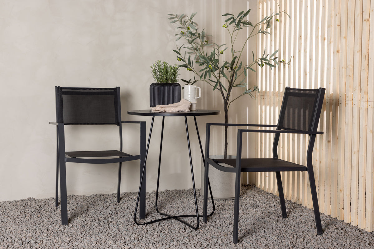 Dining Chair 2-pack Black + Cafe Table ø60 Black