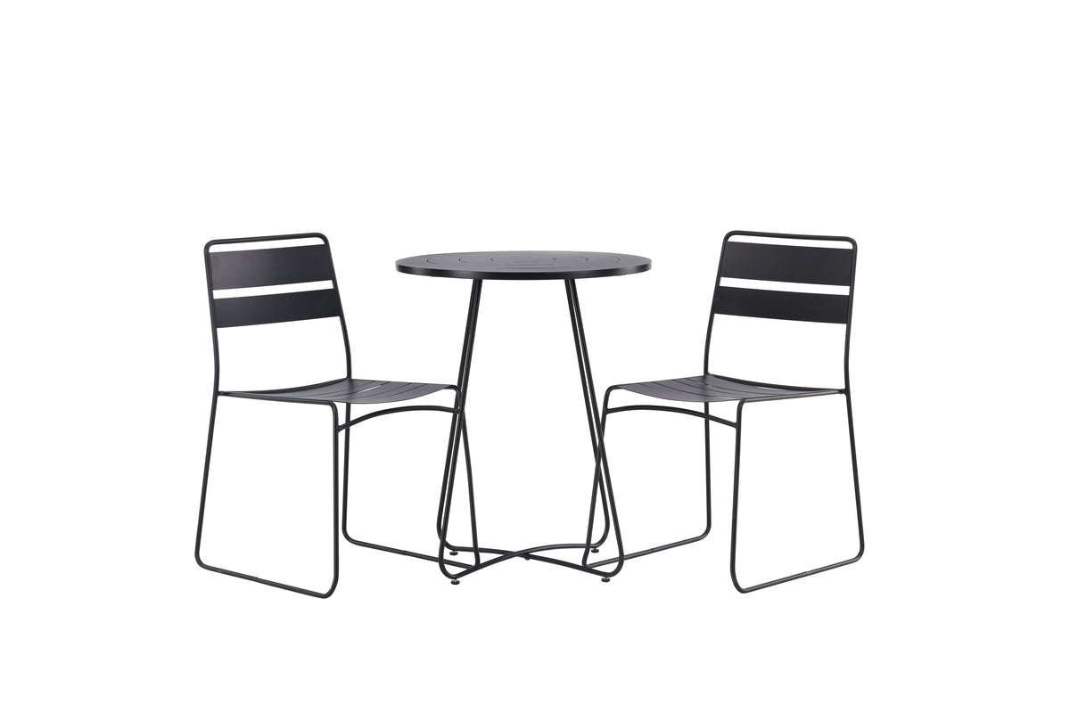 Dining Chair 2-pack Black + Cafe Table ø60 Black