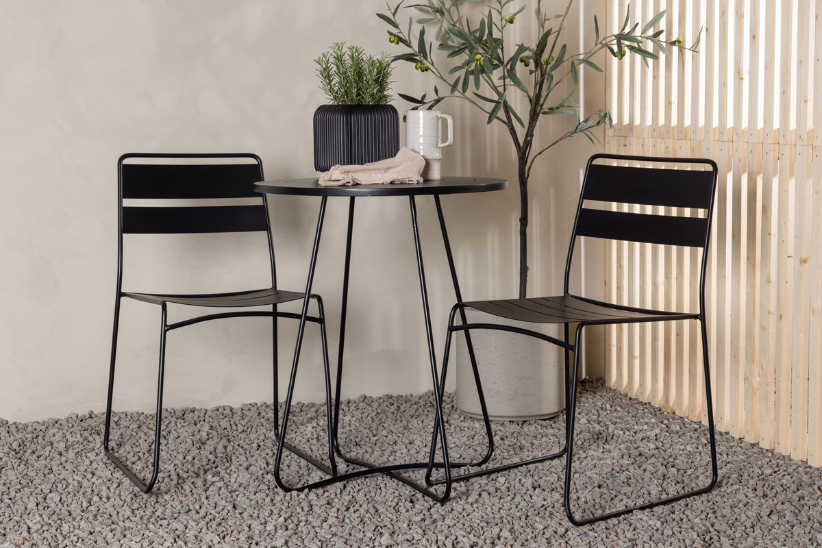 Dining Chair 2-pack Black + Cafe Table ø60 Black