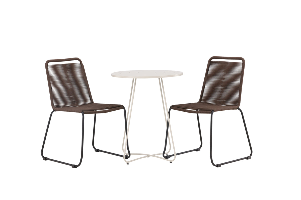 Dining Chair 2-pack Brown + Cafe Table ø60 Beige