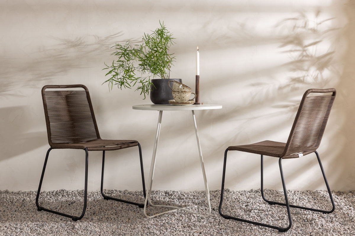 Dining Chair 2-pack Brown + Cafe Table ø60 Beige