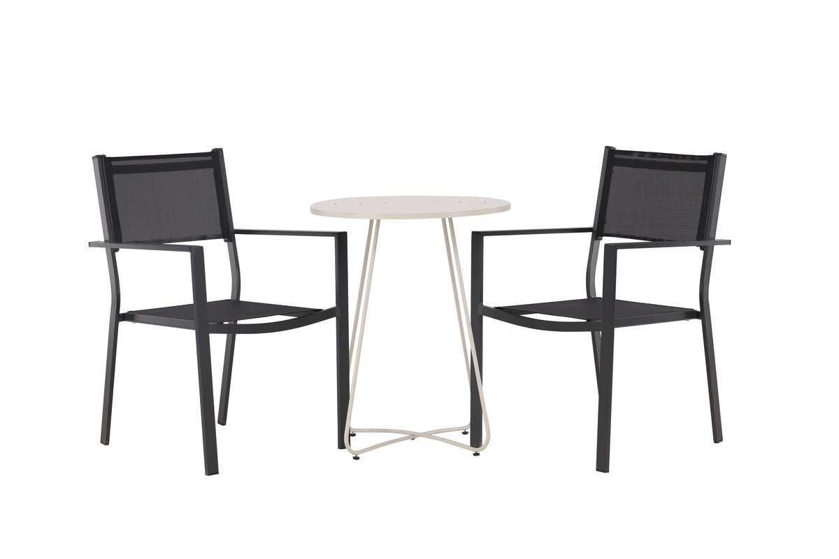 Dining Chair 2-pack Black + Cafe Table ø60 Beige