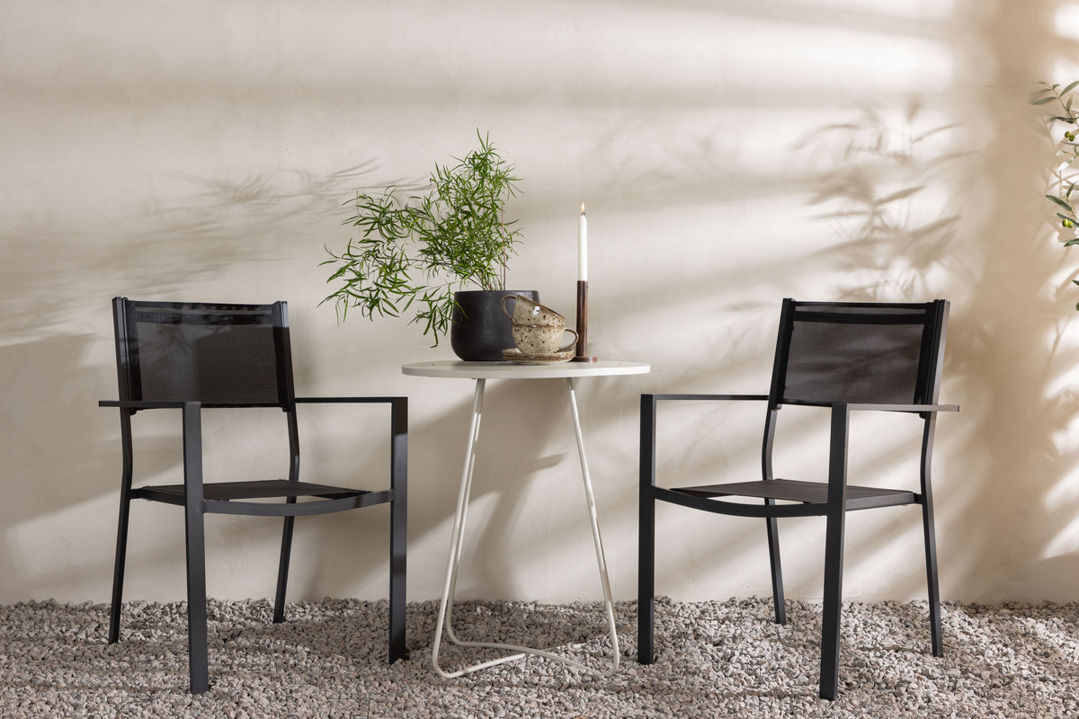 Dining Chair 2-pack Black + Cafe Table ø60 Beige