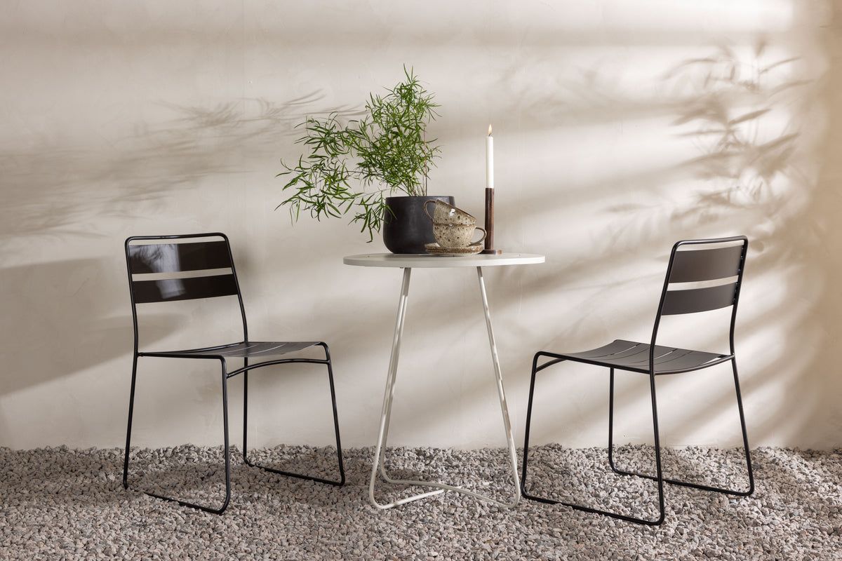 Dining Chair 2-pack Black + Cafe Table ø60 Beige
