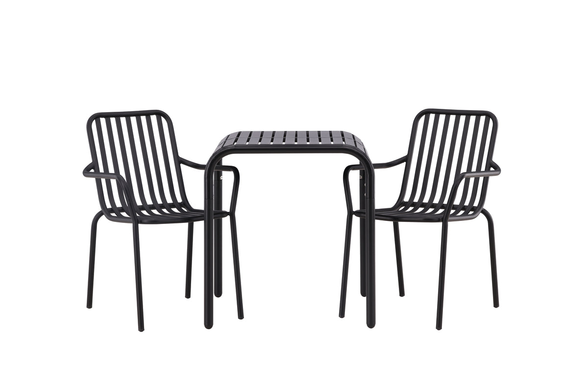 Cafe Table 70 x 70 Black + Dining Chair 2-pack Black