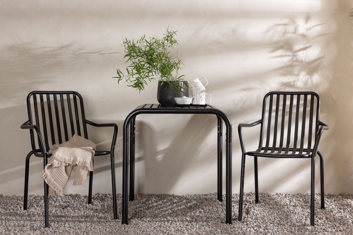 Cafe Table 70 x 70 Black + Dining Chair 2-pack Black