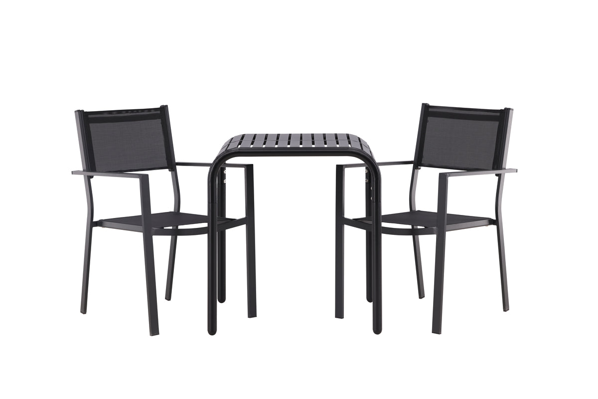 Dining Chair 2-pack Black + Cafe Table 70 x 70 Black