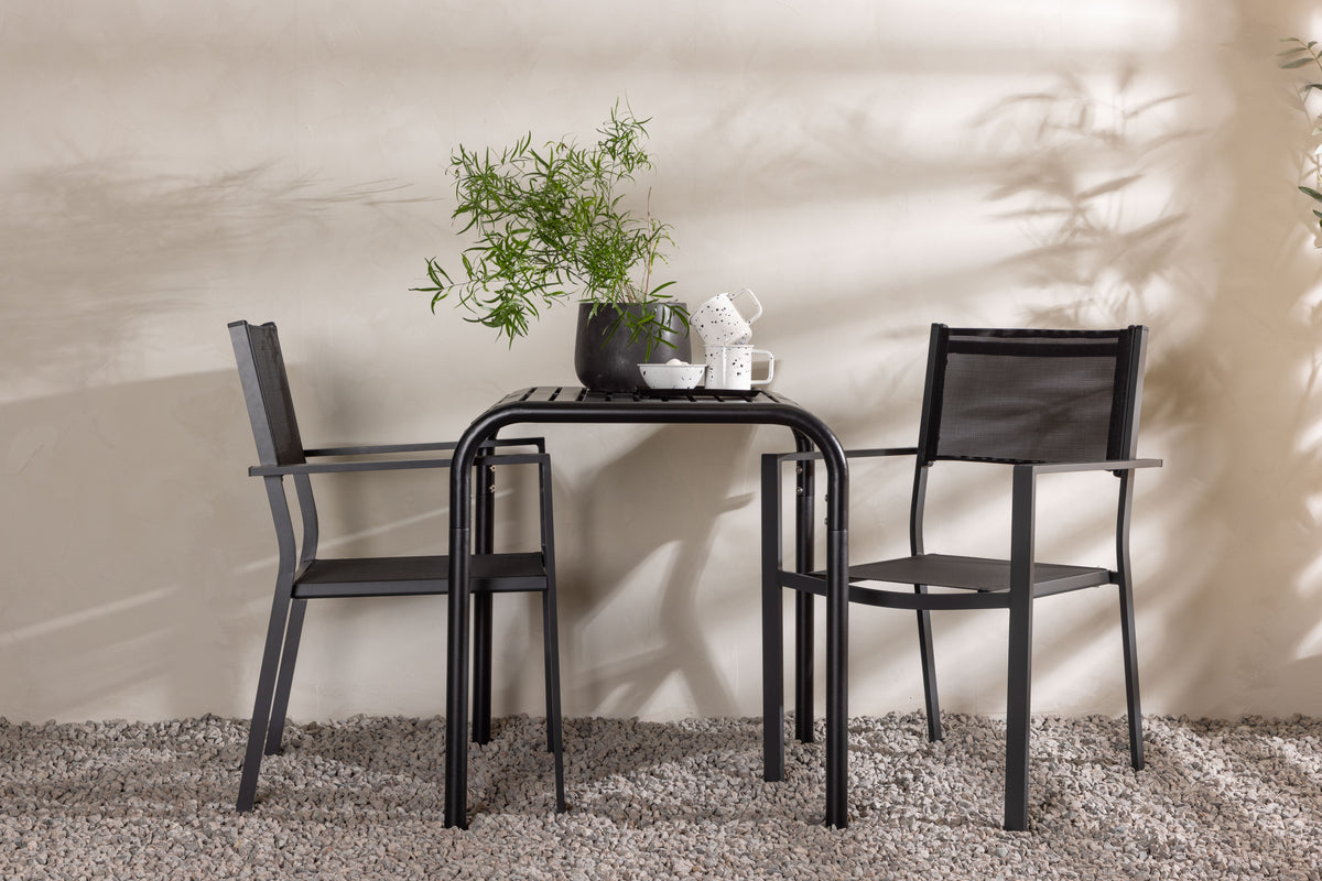 Dining Chair 2-pack Black + Cafe Table 70 x 70 Black