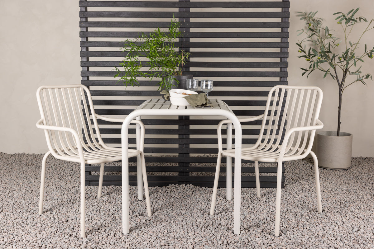 Cafe Table 70 x 70 Beige + Dining Chair 2-pack Beige