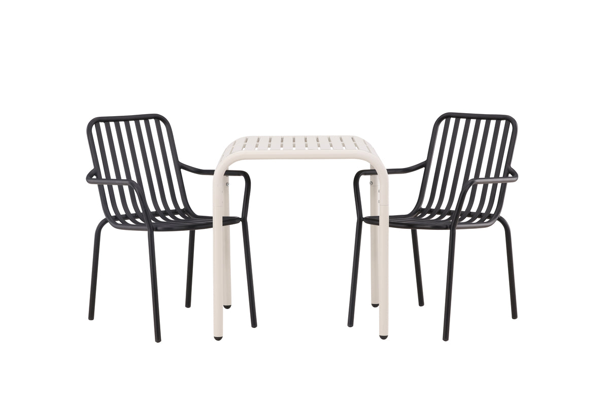 Cafe Table 70 x 70 Beige + Dining Chair 2-pack Black
